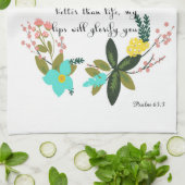 Bijbelverse art - psalm 63:3 theedoek (Gevouwen)