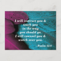Bijbelverse Briefkaart Psalm 32:8 Teach me