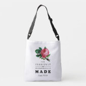 Bijbelverse, comfortabel en prachtig gemaakt Roos Crossbody Tas (Achterkant)