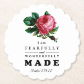 Bijbelverse, comfortabel en prachtig gemaakt Roos Kartonnen Onderzetters (Voorkant)