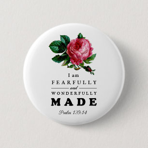 Bijbelverse, comfortabel en prachtig gemaakt Roos Ronde Button 5,7 Cm