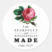 Bijbelverse, comfortabel en prachtig gemaakt Roos Ronde Sticker (Voorkant)