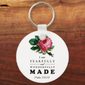 Bijbelverse, comfortabel en prachtig gemaakt Roos Sleutelhanger (Voorkant)