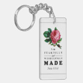 Bijbelverse, comfortabel en prachtig gemaakt Roos Sleutelhanger (Voorkant Links)