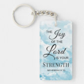 Bijbelverse De vreugde van de Heer is uw Sterkte K Sleutelhanger (Voorkant)