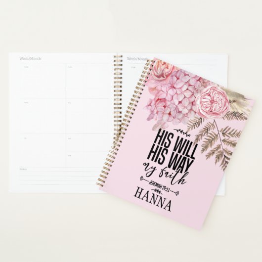 Bijbelverse Floral roze Blush Pampas Grass Planner (Display)