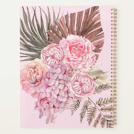 Bijbelverse Floral roze Blush Pampas Grass Planner (Achterkant)