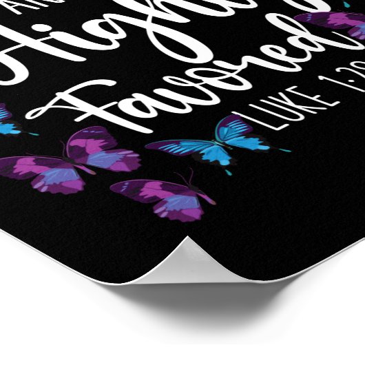 Bijbelverse geblesseerd en zeer gunstig Luke 1:28 Poster (Hoek)