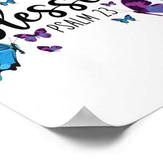 Bijbelverse gebluste psalm 23 vlinder poster (Hoek)