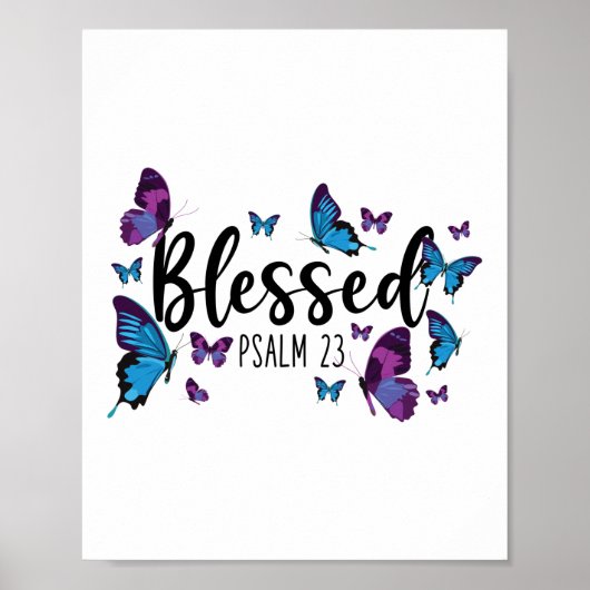 Bijbelverse gebluste psalm 23 vlinder poster (Voorkant)