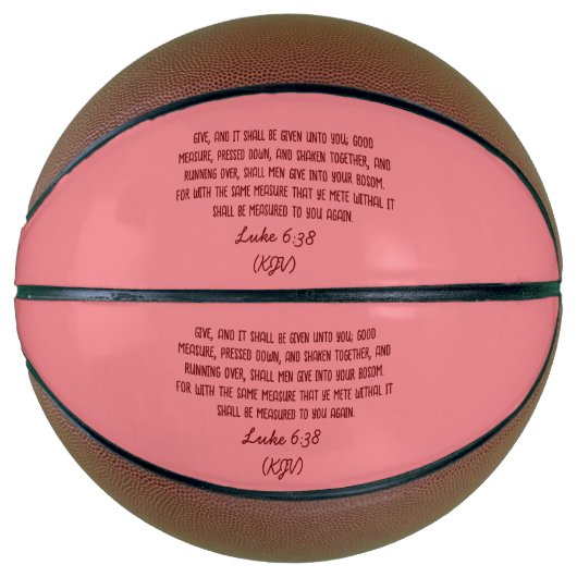 Bijbelverse Giving Luke 6:38 (KJV) Valentijnsdag Basketbal (Voorkant)