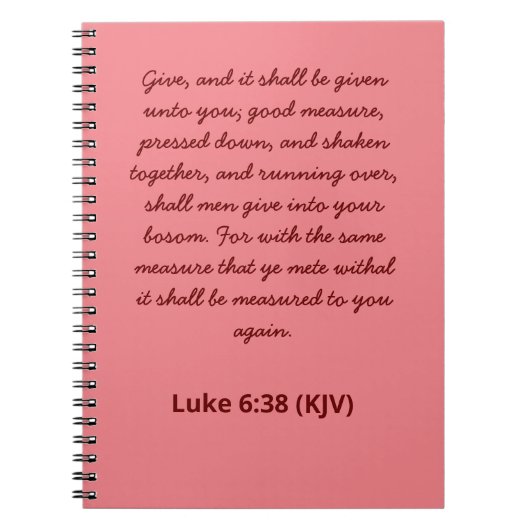 Bijbelverse Giving Luke 6:38 (KJV) Valentijnsdag Notitieboek (Voorkant)