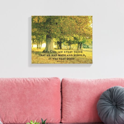 Bijbelverse: God zag het goed Canvas Afdruk (Insitu (Woonkamer))