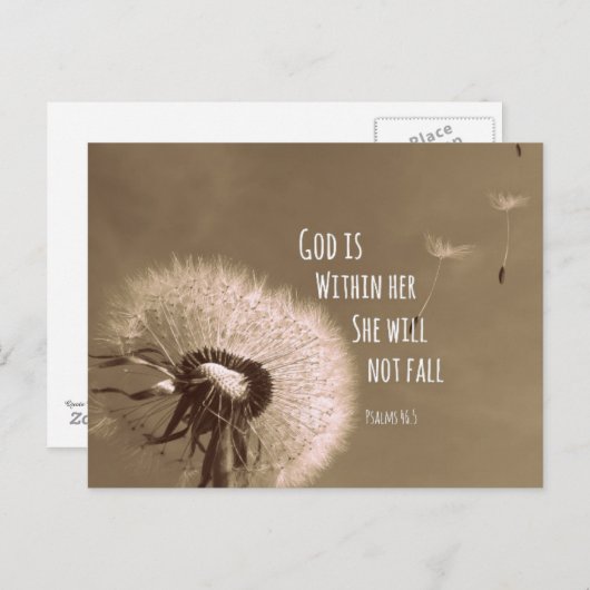 Bijbelverse: God zit in haar, ze zal niet herfsten Briefkaart (Voorkant / Achterkant)
