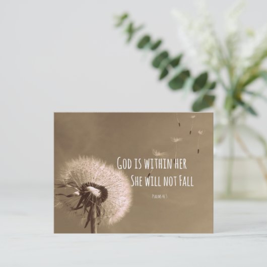 Bijbelverse: God zit in haar, ze zal niet herfsten Briefkaart (Staand voorkant)