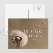 Bijbelverse: God zit in haar, ze zal niet herfsten Briefkaart (Voorkant / Achterkant)
