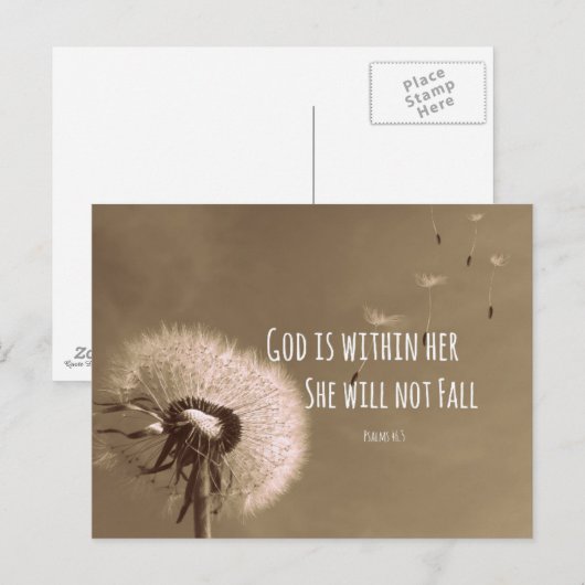 Bijbelverse: God zit in haar, ze zal niet herfsten Briefkaart (Voorkant / Achterkant)