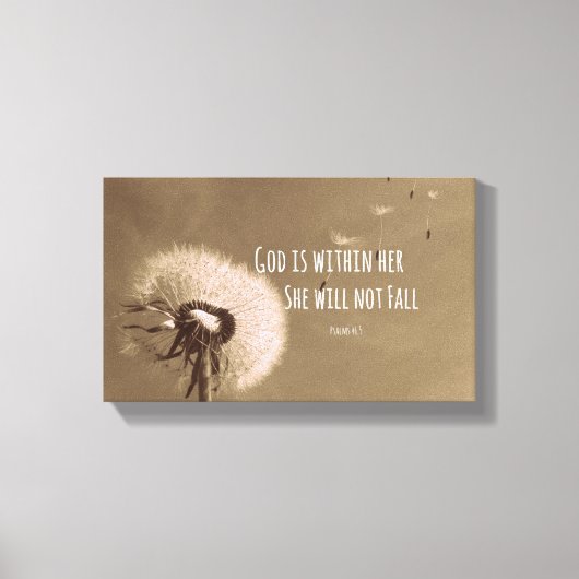 Bijbelverse: God zit in haar, ze zal niet herfsten Canvas Afdruk (Voorkant)