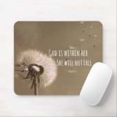 Bijbelverse: God zit in haar, ze zal niet herfsten Muismat (Met muis)