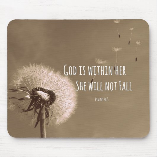 Bijbelverse: God zit in haar, ze zal niet herfsten Muismat (Voorkant)