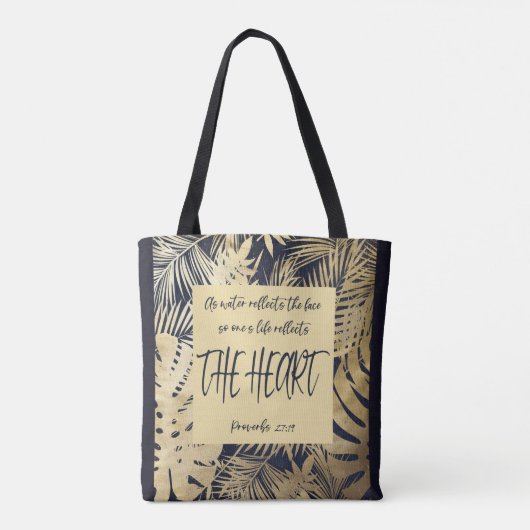 Bijbelverse Gold Leaves Canvas tas (Achterkant)