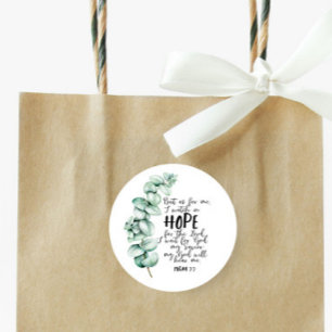 Bijbelverse Hope Eucalyptus Round Sticker