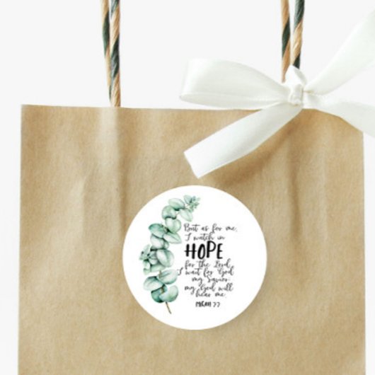 Bijbelverse Hope Eucalyptus Round Sticker
