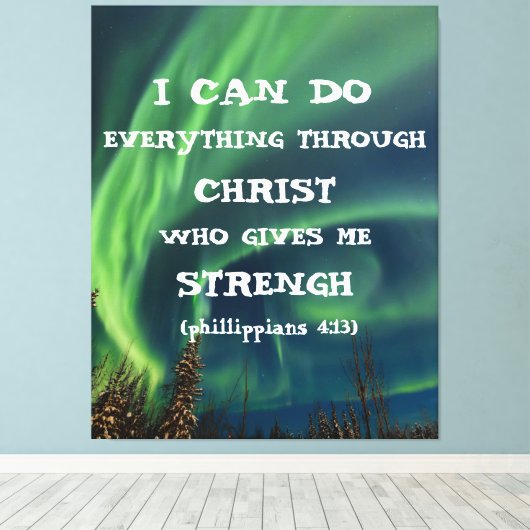 Bijbelverse Inspirerend prijsopgave noordelijk lic Canvas Afdruk (Insitu (Houten vloer))