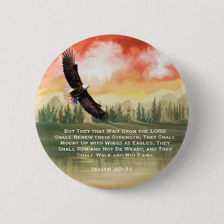 Bijbelverse Isaiah 40: 31 montage op Eagle Wings Ronde Button 5,7 Cm