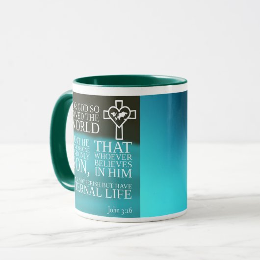 Bijbelverse John 3:16 Gods liefde voor ons Coffee  Mok (Voorkant links)