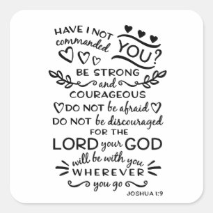 Bijbelverse Joshua 1:9 Vierkante Sticker