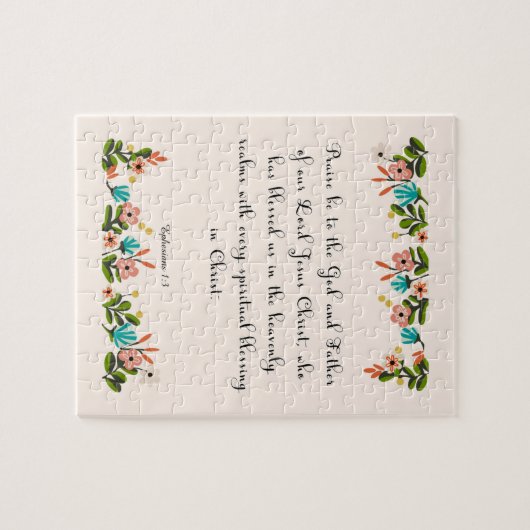 Bijbelverse kunst - Ephesianen 1:3 Legpuzzel (Horizontaal)