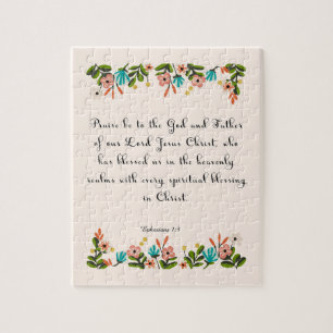 Bijbelverse kunst - Ephesianen 1:3 Legpuzzel