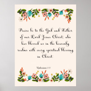 Bijbelverse kunst - Ephesianen 1:3 Poster