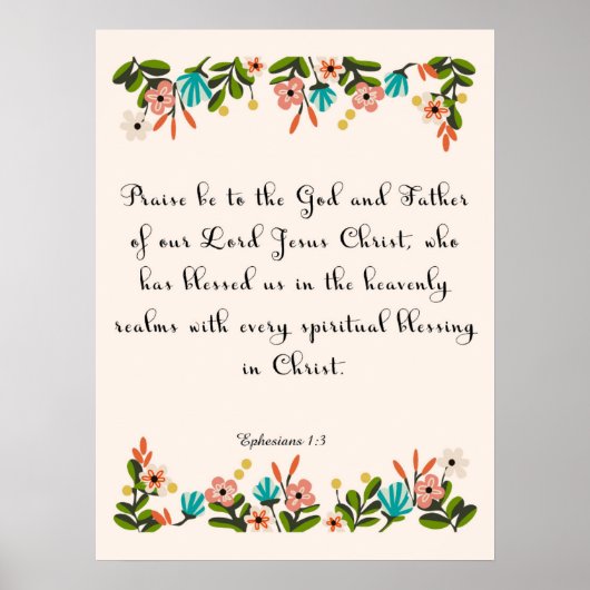 Bijbelverse kunst - Ephesianen 1:3 Poster (Voorkant)