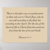 Bijbelverse kunstwerken, omhuld, Romans 8:1-2 Poster (Voorkant)