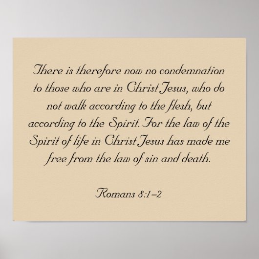 Bijbelverse kunstwerken, omhuld, Romans 8:1-2 Poster (Voorkant)