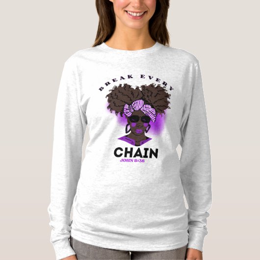 Bijbelverse lange hoes T-shirt voor zwarte vrouwen (Voorkant)