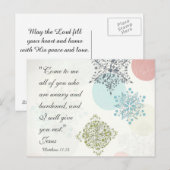 Bijbelverse Matthew 11:28  Briefkaart van het Ontw (Voorkant / Achterkant)