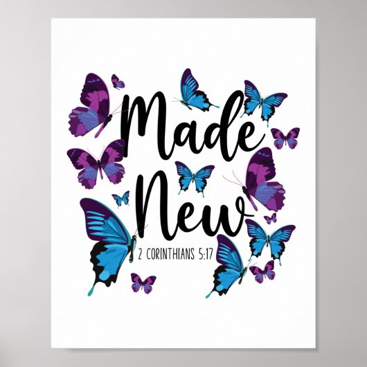 Bijbelverse nieuwe 2 corinthians 5:17 Butterfly Poster (Voorkant)