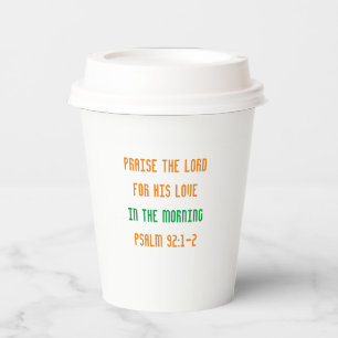 Bijbelverse papierbekertje psalm 92:2 papieren bekers