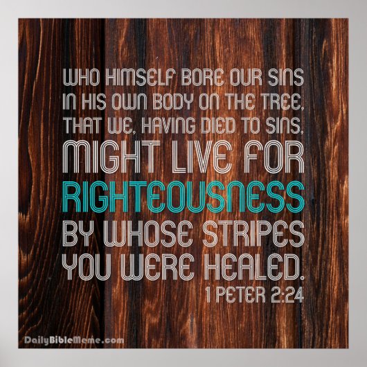 Bijbelverse Poster - 1 Peter 2:24 (Voorkant)