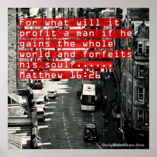 Bijbelverse Poster - Matthew 16:26 (Voorkant)