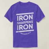 Bijbelverse Proverbs 2717 IJzer Sharpens IJzer Chr T-shirt (Design voorkant)
