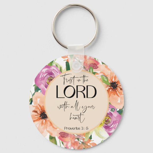 Bijbelverse Proverbs Floral Sleutelhanger (Voorkant)