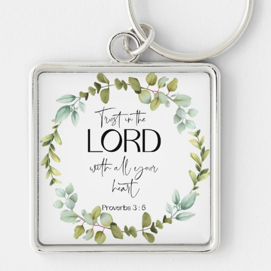 Bijbelverse Proverbs Greenery Wreath Sleutelhanger (Voorkant)