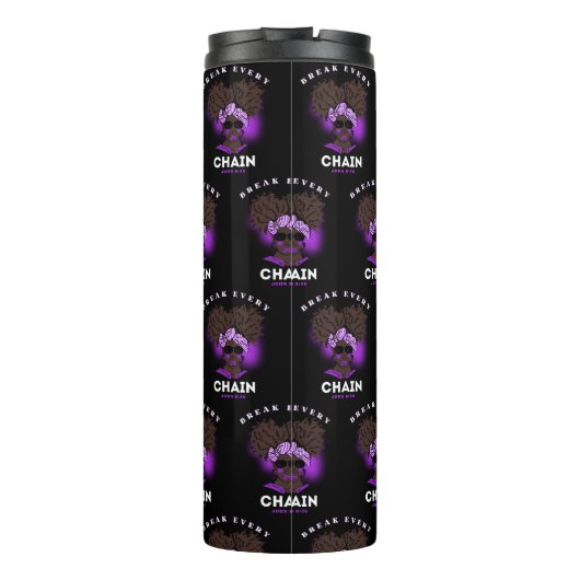 Bijbelverse thermische trommel voor zwarte vrouwen thermosbeker (Achterkant)