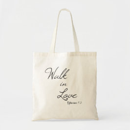 Bijbelverse Walk in Liefde Tote Bag