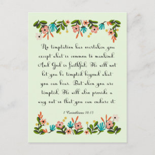 Bijbelversen Art - 1 Corinthians 10:13 Briefkaart