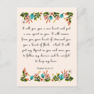 Bijbelversen Art - Ezekiel 36:26-27 Briefkaart